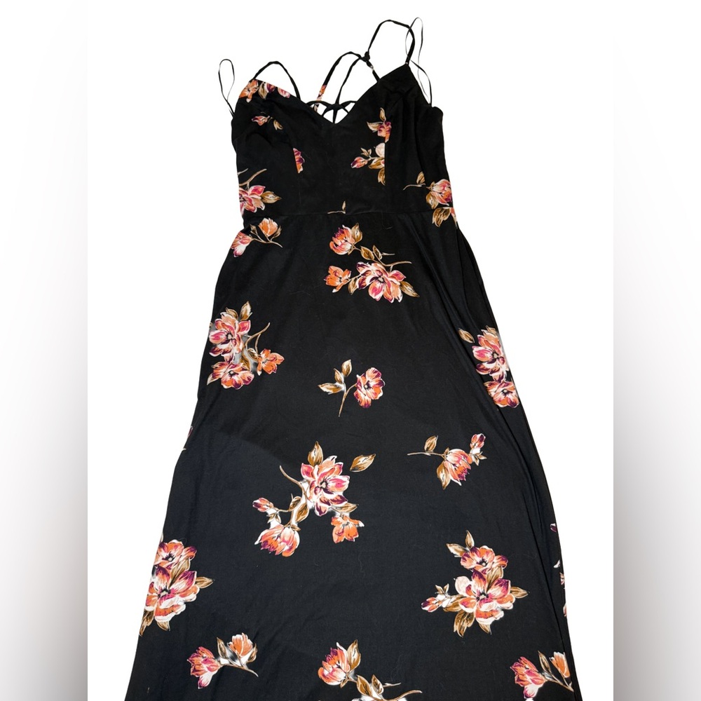 Nine Britton Black Maxi Dress with Floral Pattern